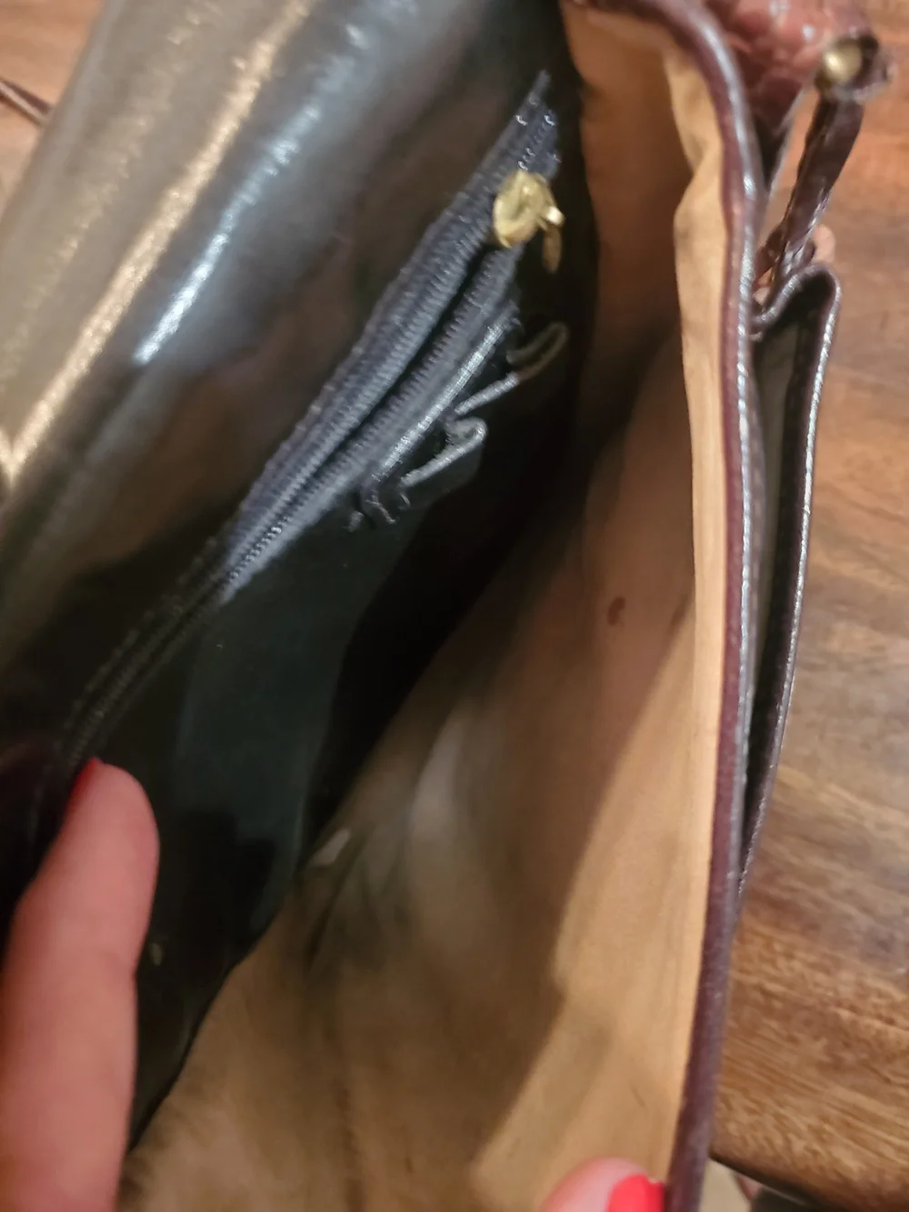 Brahmin Brown Croc-Embossed Leather Crossbody with Black Panels